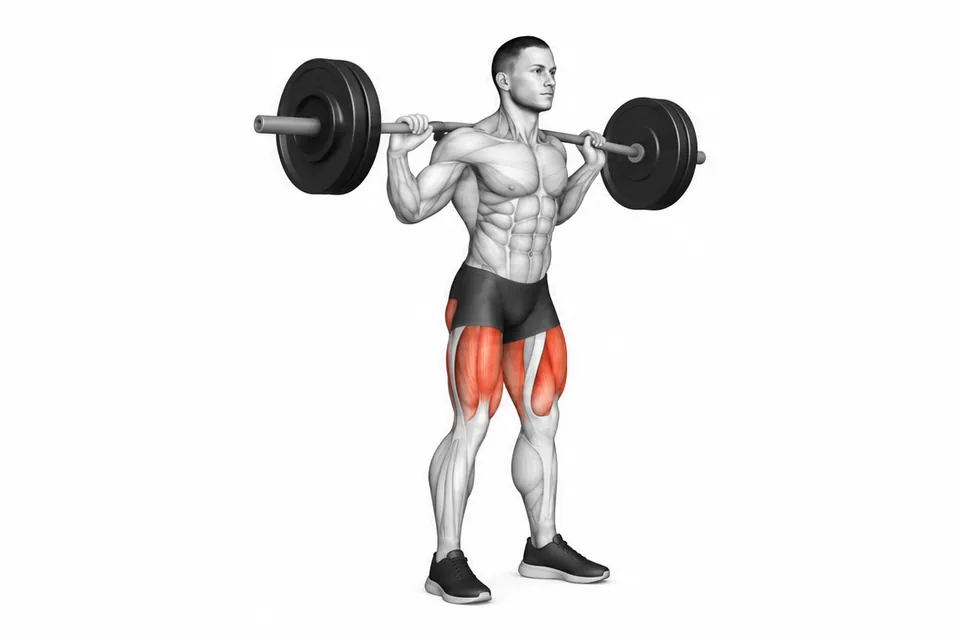 Barbell Back Squat: technique animation