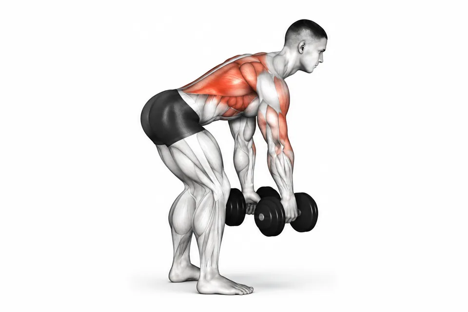 Bent-Over Dumbbell Row: technique animation