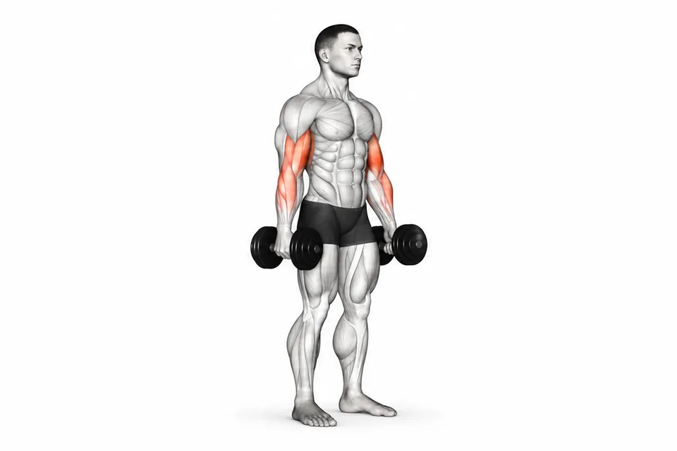 Dumbbell Biceps Curl: technique animation